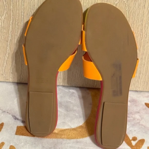 3/$30 Carrano Nayeli Leather Slide Sandal - Multi-Tangerine - Picture 7 of 8